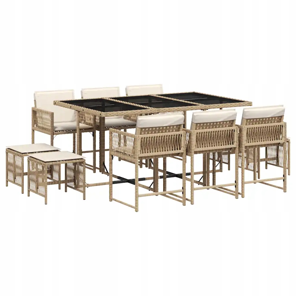 Zahradní nábytek set Ratan Pe Béžový, Stůl 165x106x73 cm, 6 Židlí