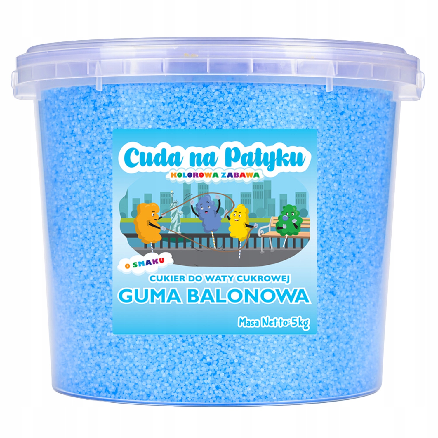 Kolorowy Cukier do Waty Cukrowej Smakowy do Maszyn 5 kg Guma Balonowa