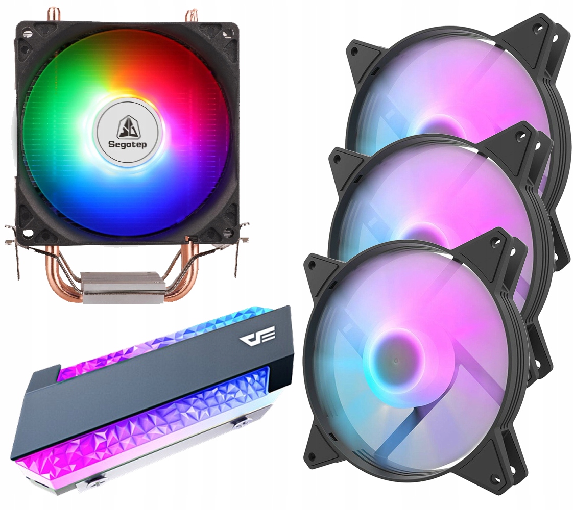 ОХЛАЖДЕНИЕ RGB PC CPU + 3x ВЕНТИЛЯТОР + РАДИАТОР M.2