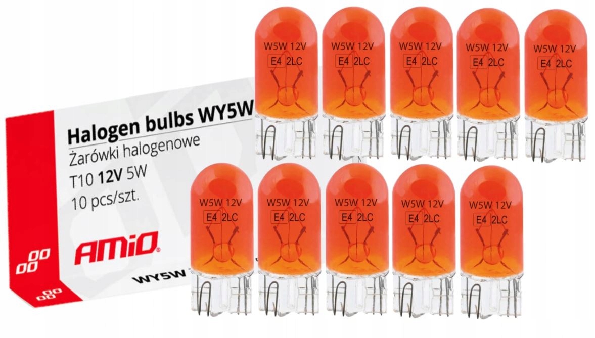 

Żarówki Halogenowe WY5W T10 Amber 12V 10SZT.