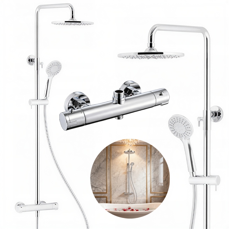 Sprchová Batéria S Termostatom A Dažďovou Súpravou Strieborná Termostatická Loft