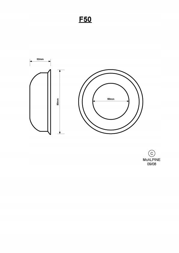MCALPINE Rozeta maskująca głęboka 50mm F50 Kod producenta F50