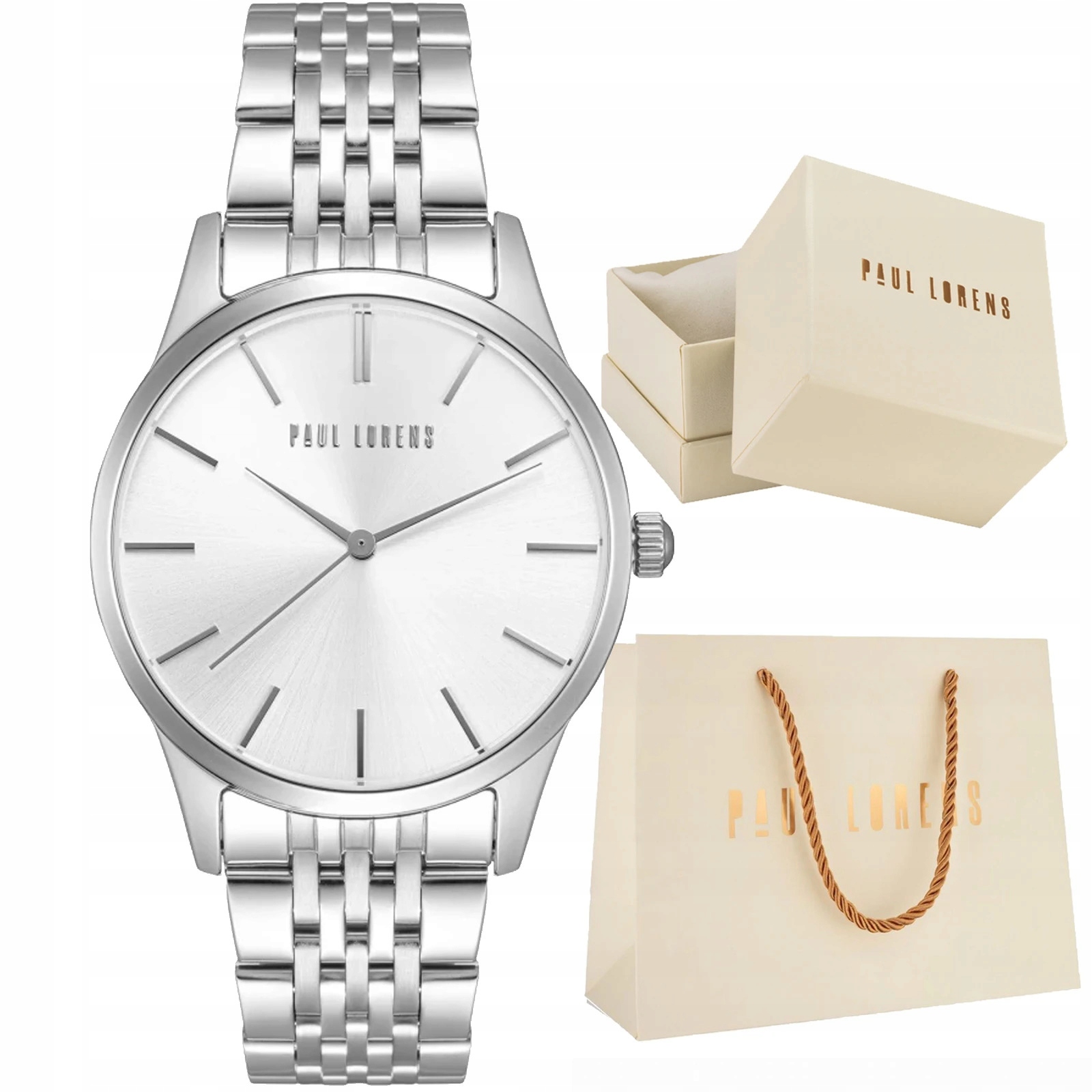 Klasické dámské hodinky Paul Lorens na ocelovém náramku, stříbrné