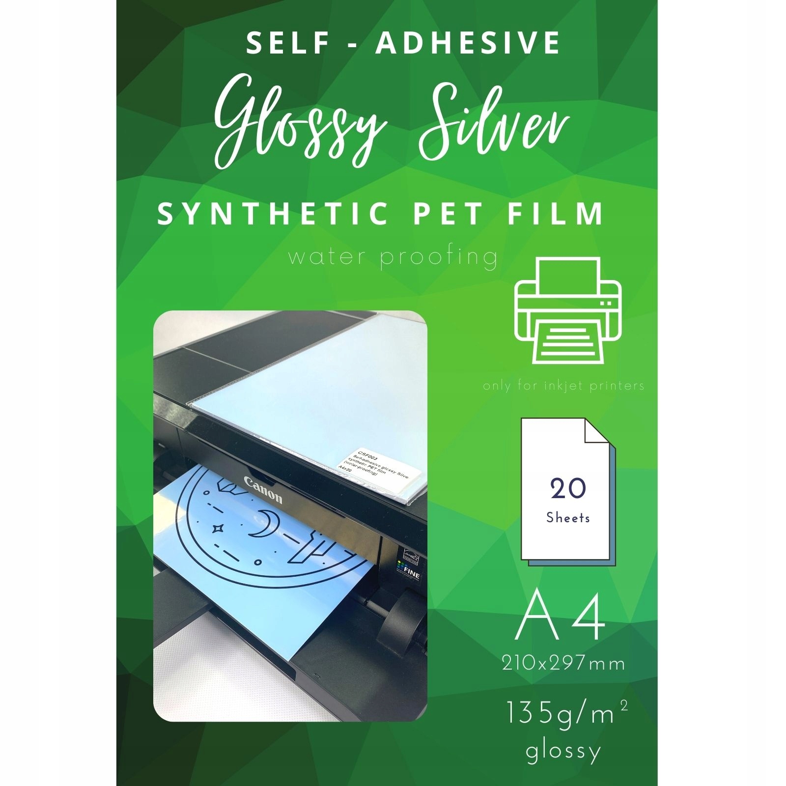 

Papier samoprzylepny błyszczący srebrny A4 Foto