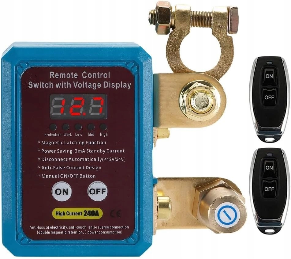 Dálkový Automatický Vypínač Odpojovač Baterie 12V 240A 2X Dálkové Ovládání