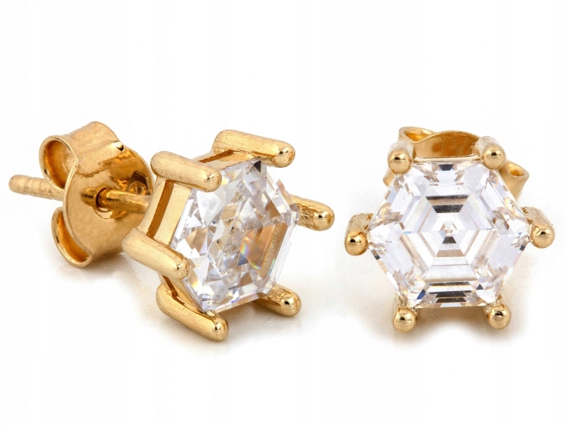 Náušnice zlaté 585 u ucha s bílým zirkon ve zlatém rámečku, drobné, módní