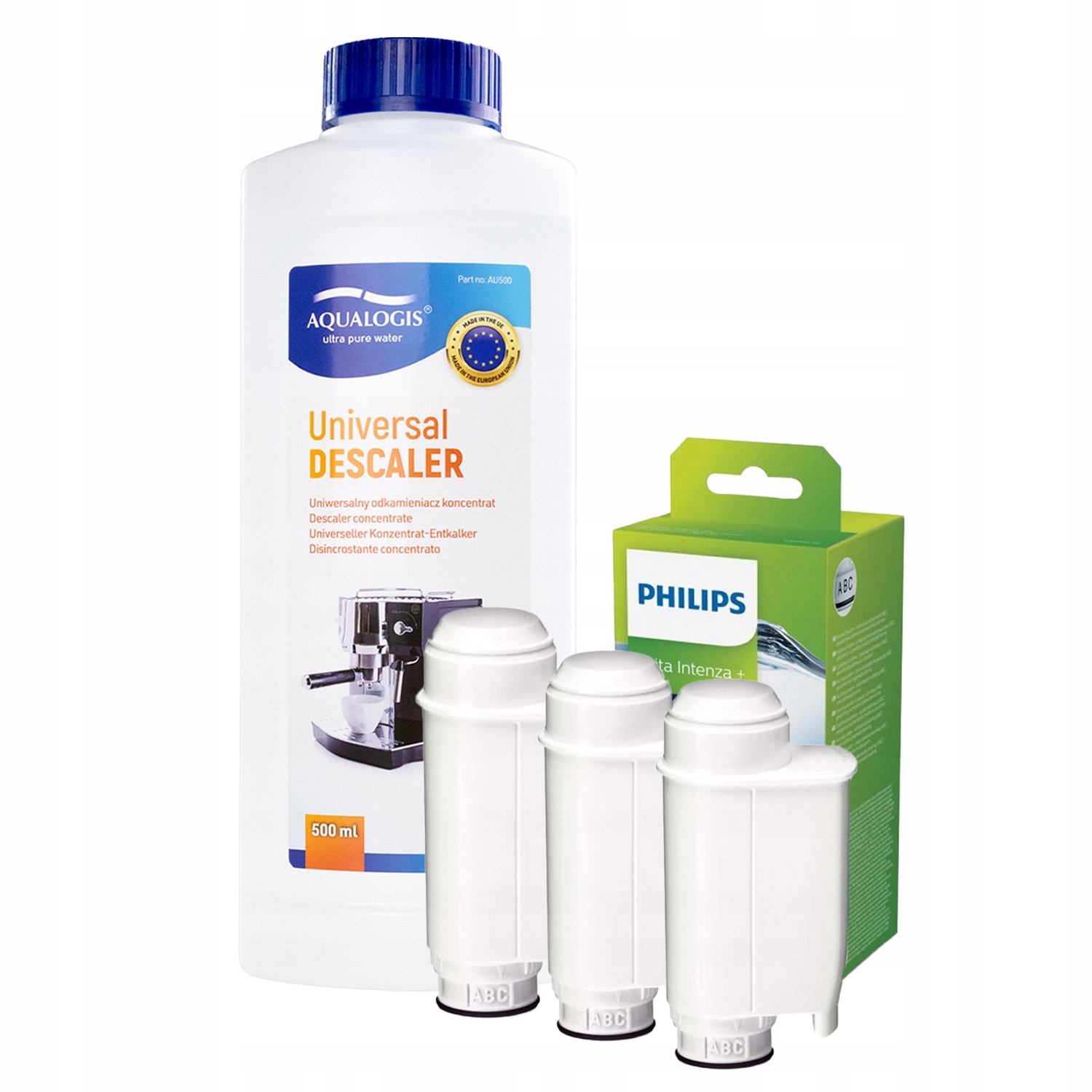 3x Filtr CA6702/10 pro kávovar Philips Univerzální odvápňovač 0,5 l