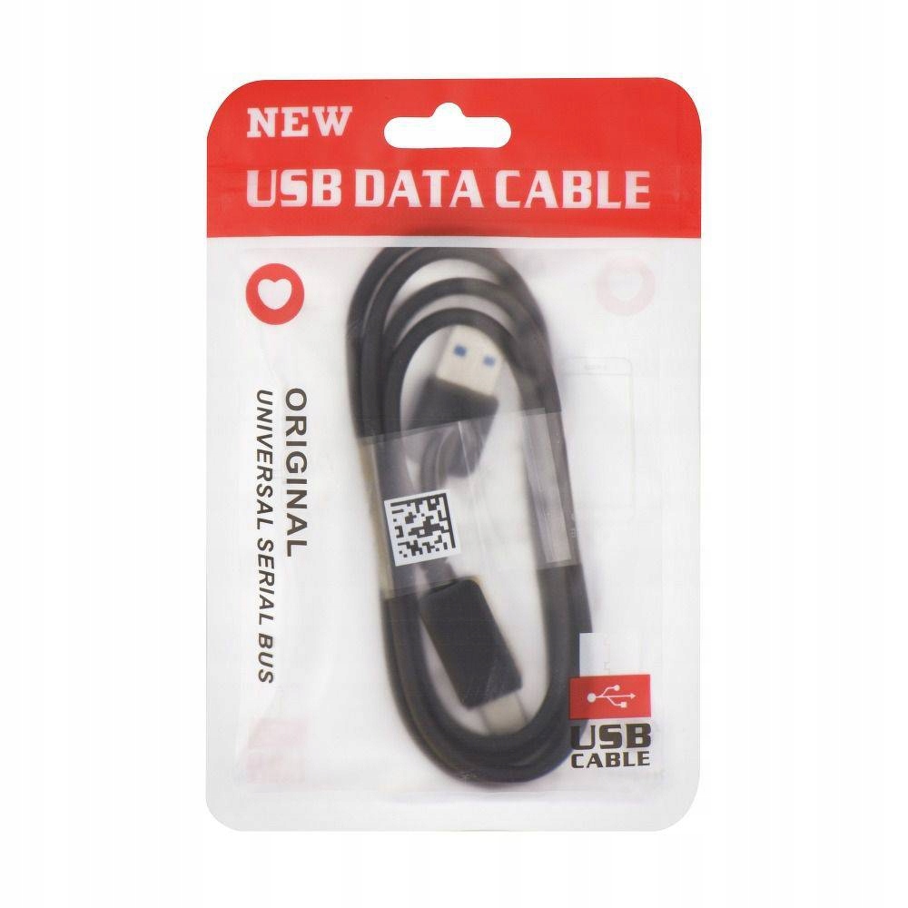 Kabel Usb Typ C 3.0 HD2 czarny 1 metr