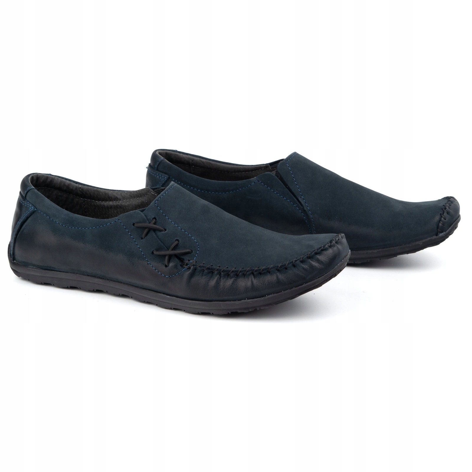 Pánské kožené nazouvací mokasíny 306KZ, modré, velikost 41