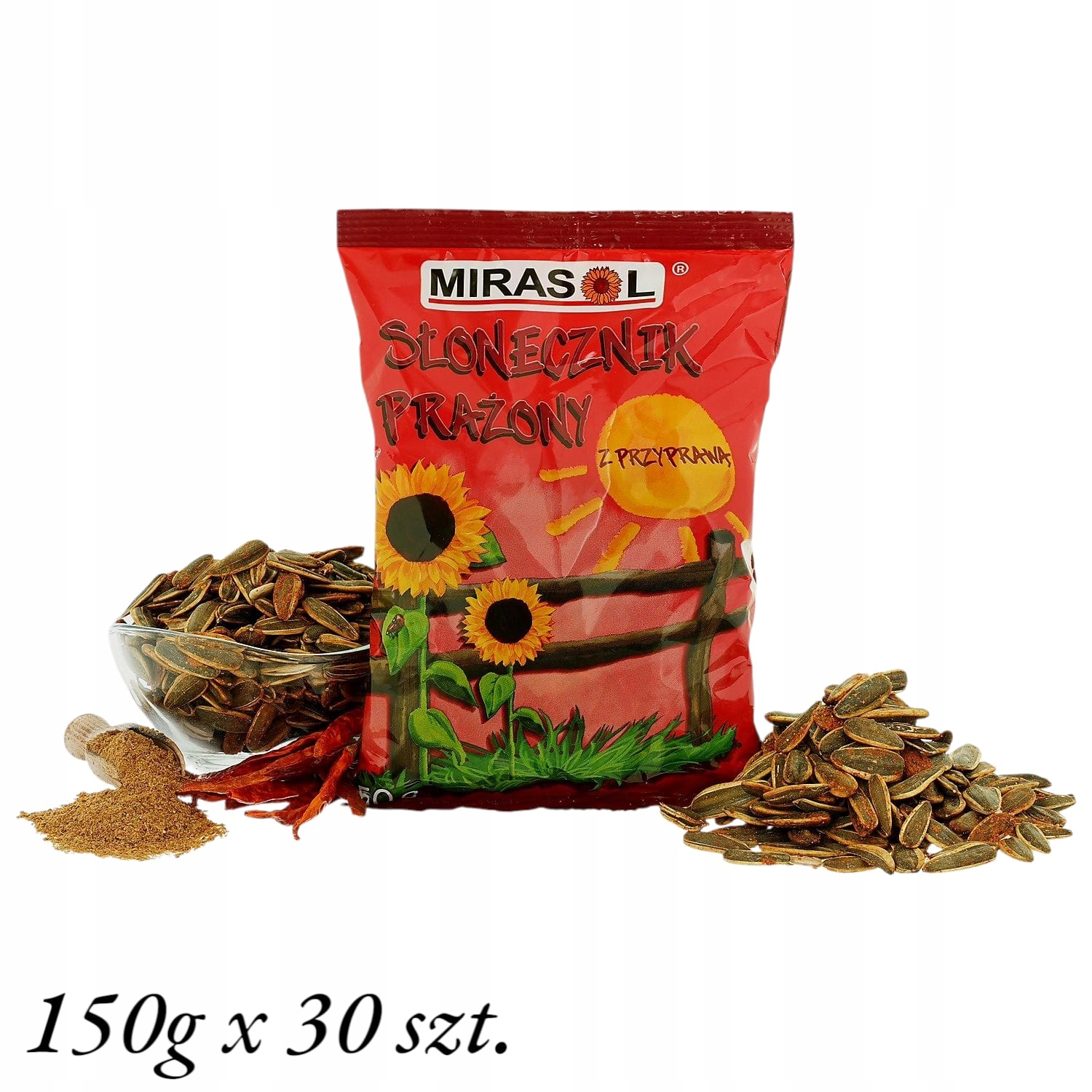 Słonecznik Mirasol 150g Z Przyprawą Prażony Duże Ziarno