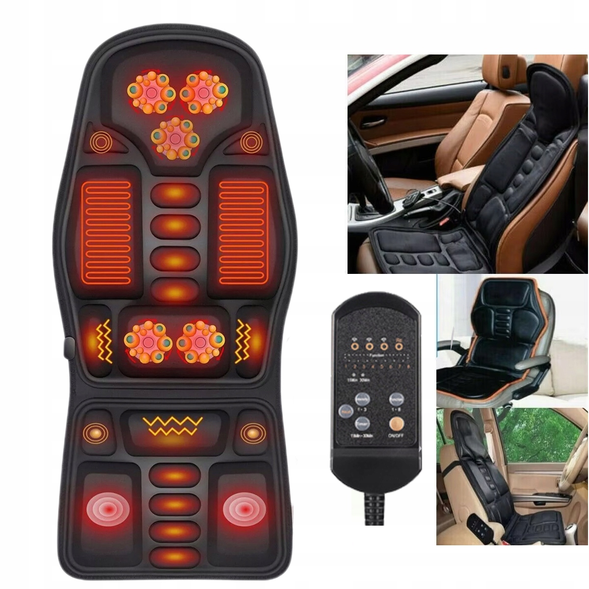 Mata Masująca Wibracyjna 12V Do Masażu Z Grzaniem Mocna Masażer Na Fotel
