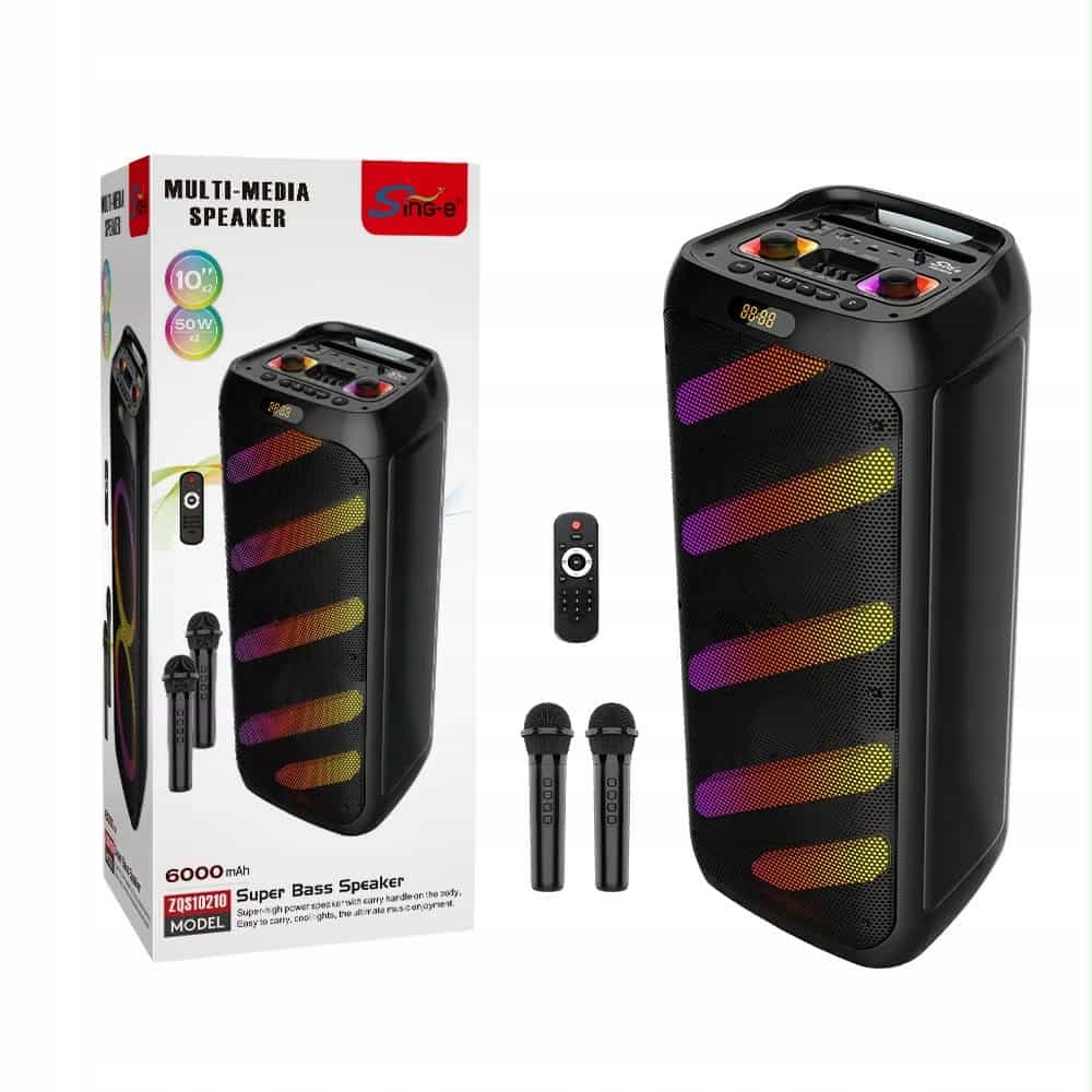 Sing-e ZQS10210 10palcový přenosný Bt reproduktor pro karaoke