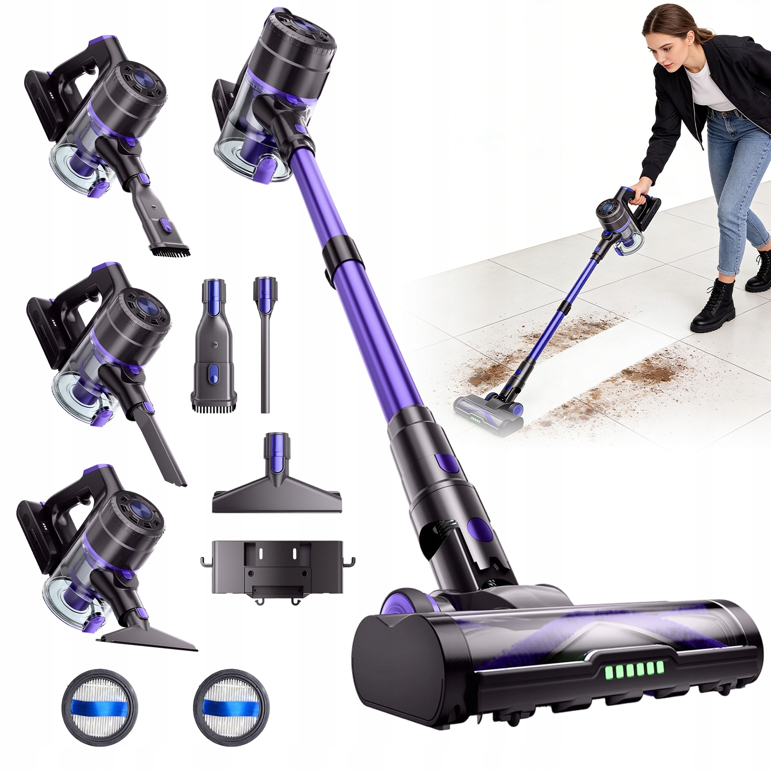 Bezdrátový Vertikální Ruční Vysavač Vysavač S Výkonem 550 W