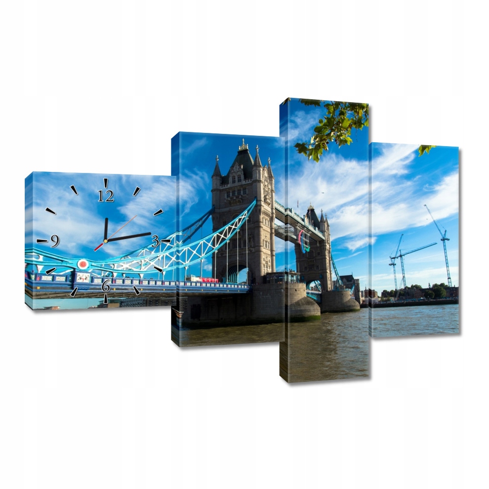 Nástěnné hodiny 100x70 Tower Bridge s oblohou