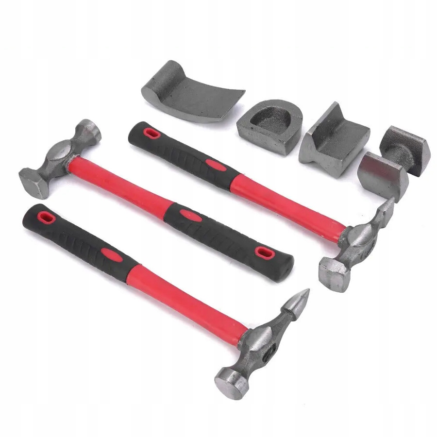 ZESTAW MŁOTKÓW I KOWADEŁK BLACHARSKICH 7el. 3 MŁOTKI 4 KOWADEŁKA + WALIZKA Marka Geko