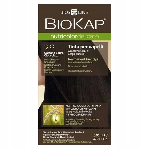 Biokap Nutricolor Delicato, barva na vlasy, 2.9 tmavých čokolád