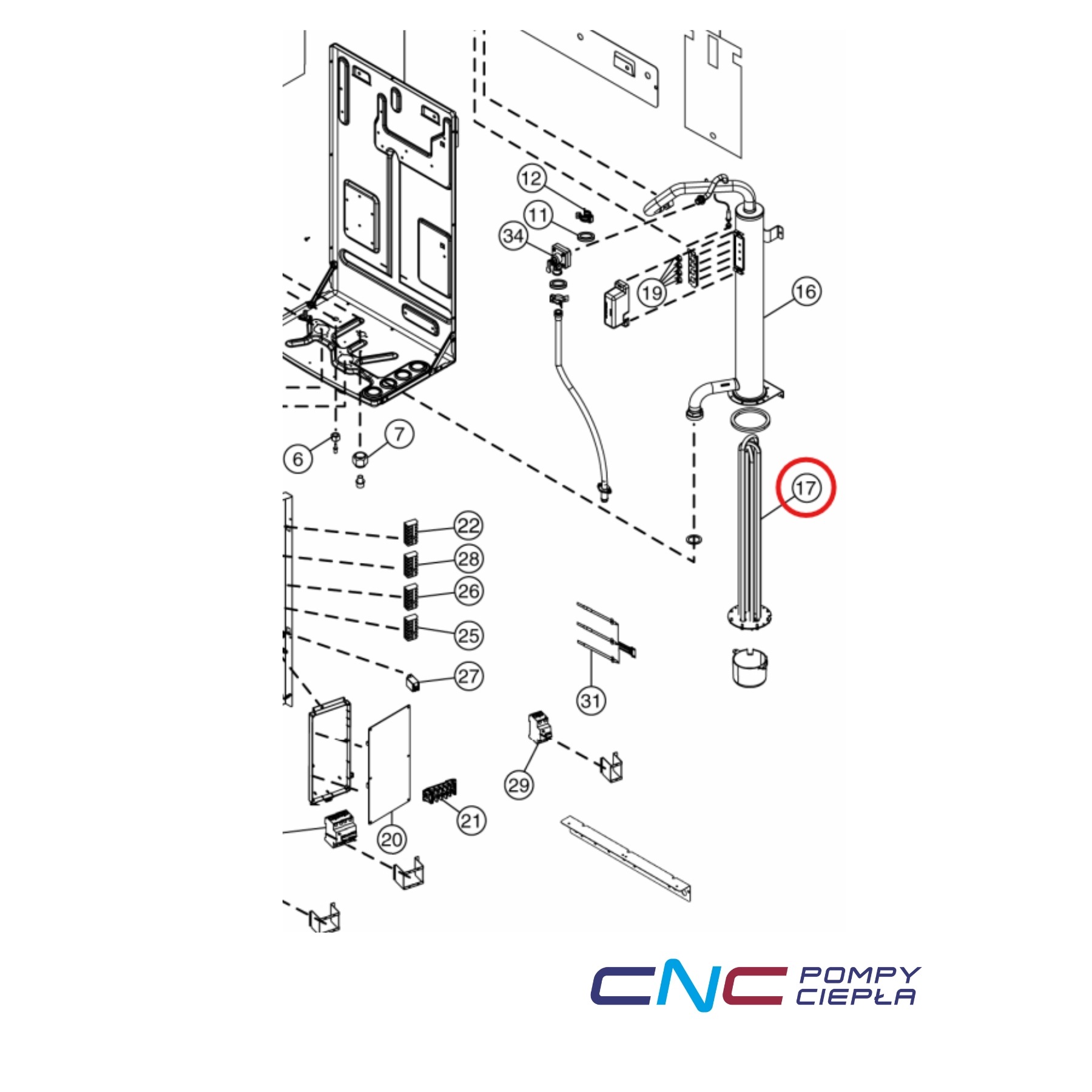Panasonic CWA34C1023 ohřívač pro tepelná čerpadla Heater-complete (upper)