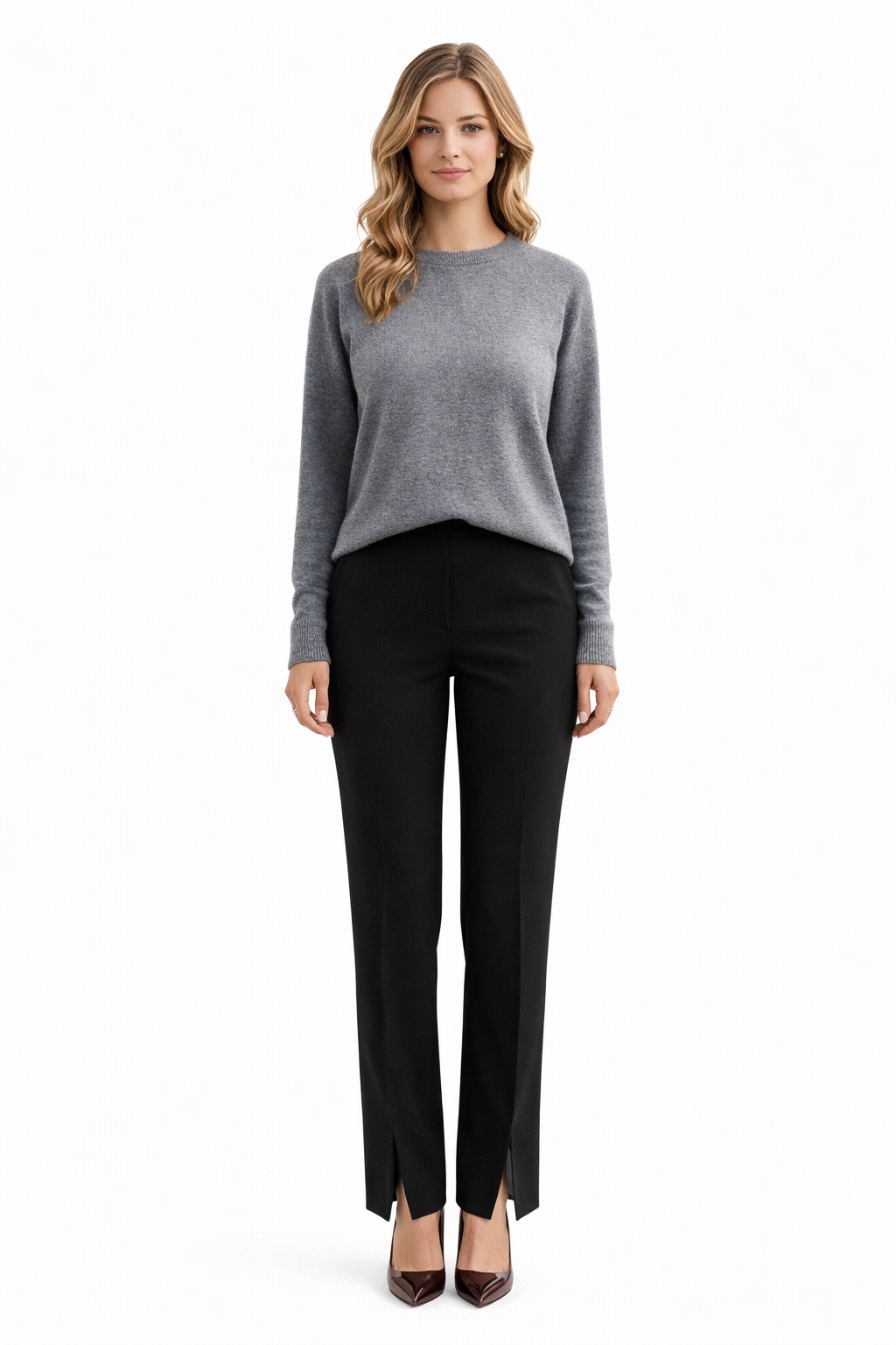 Černé Elegantní Rovné Kalhoty S Rozparkem Xs I3A