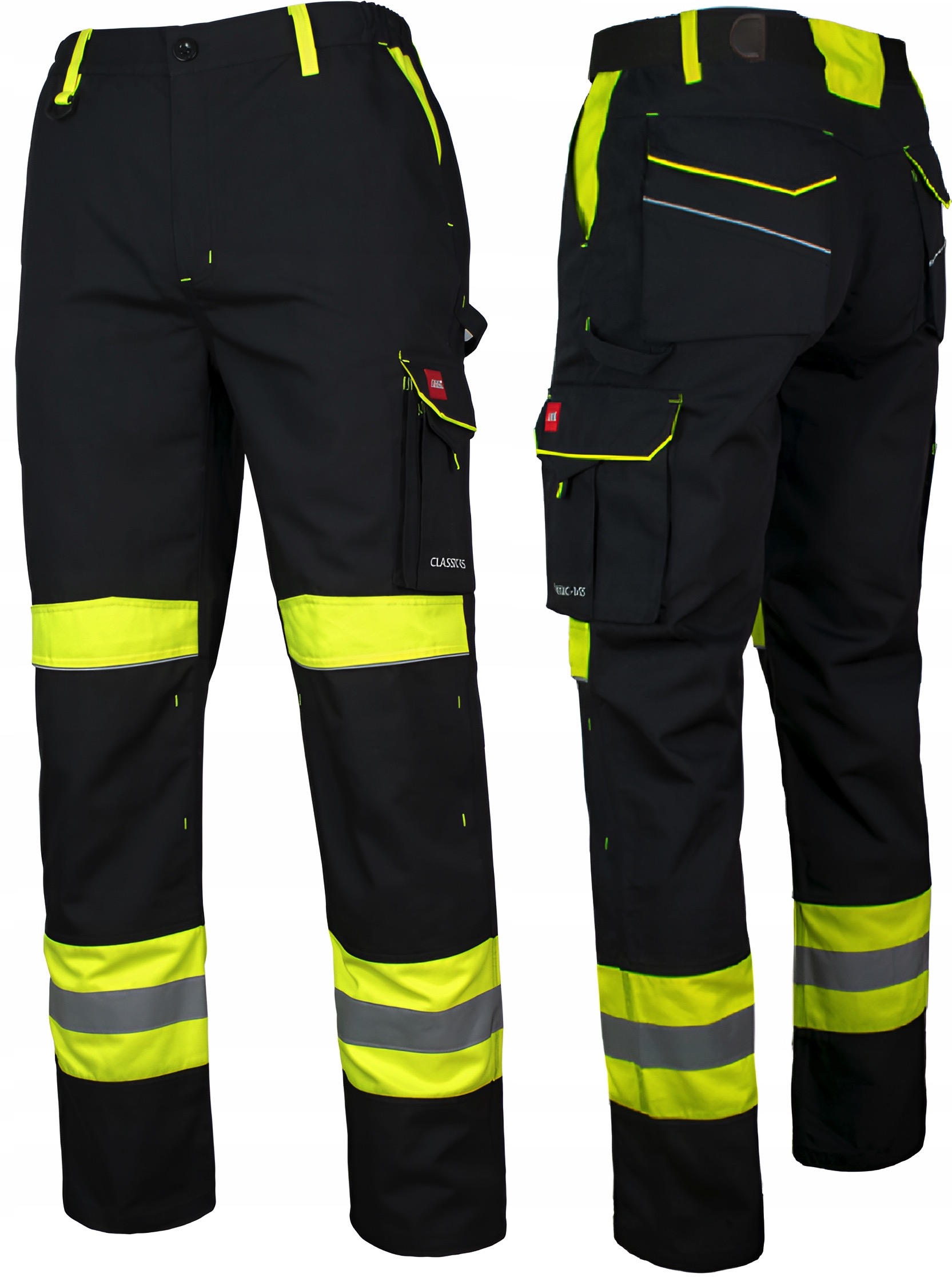 SPODNIE ROBOCZE monterskie DO PASA mocne szwy ODBLASK