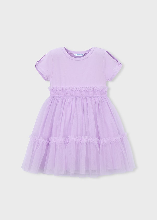 Mayoral Sukienka z Tiulem 3915 Fioletowa Malwa 116