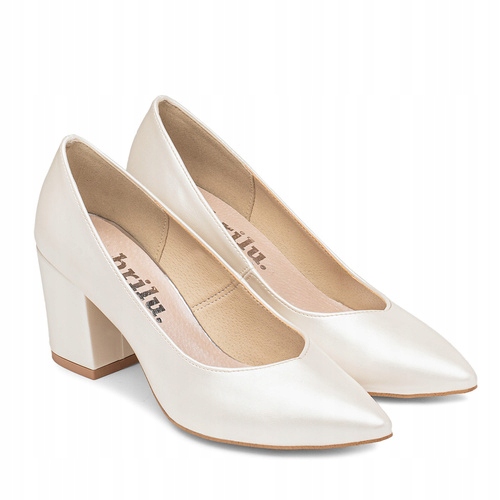 Brilu Polskie Ślubne Perłowe Czółenka Na Słupku Emmy Ivory 39