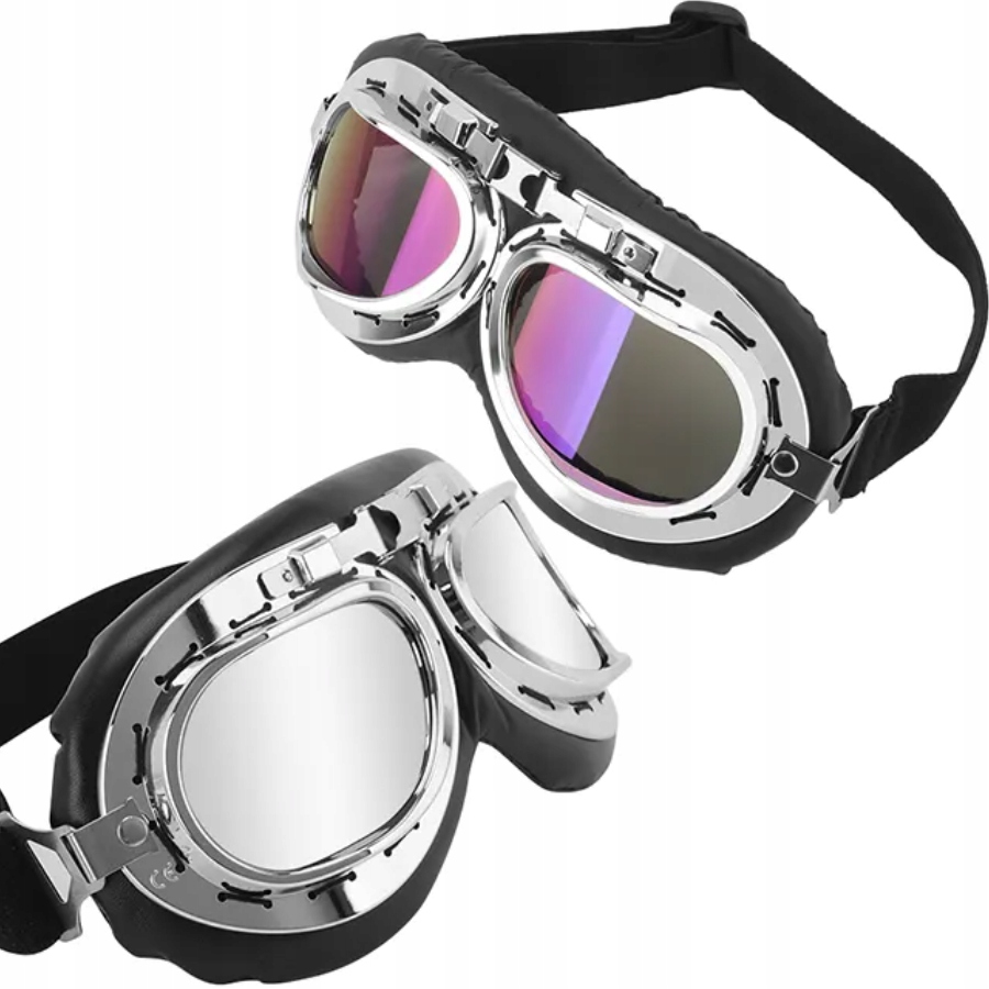 KASK MOTOCYKLOWY ORZESZEK HEŁM RETRO CHOPPER GOGLE GERMAN CZARNY MAT ROZM L Typ Weteran / Orzeszek