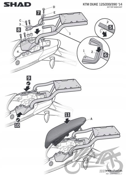 STELAŻ KUFRA TYŁ SHAD DO KTM DUKE Numer katalogowy części WZMOTO.PL IS4M17145