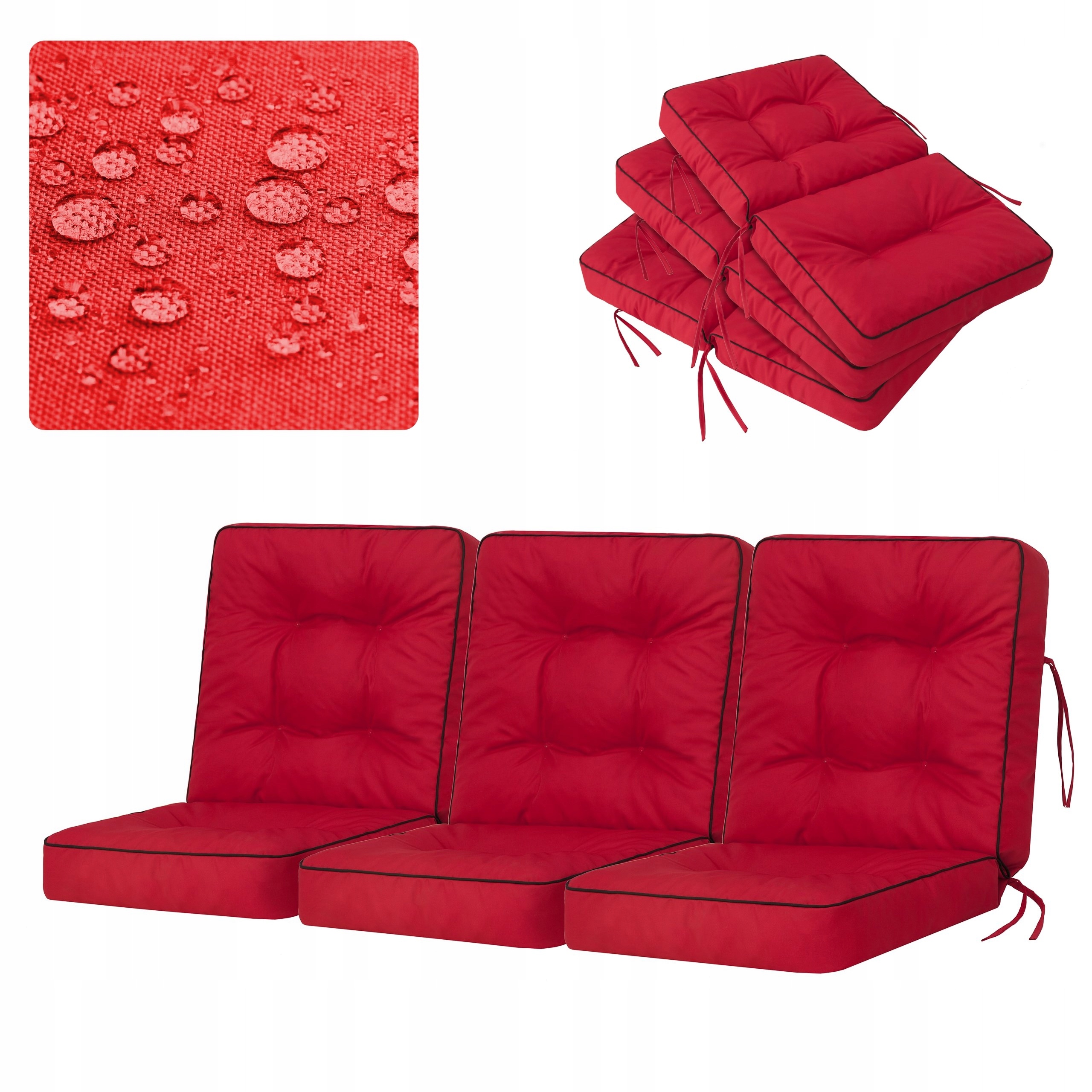 Vankúše na hojdačku, záhradnú lavičku, sada 3 vodotesných vankúšov 180 cm