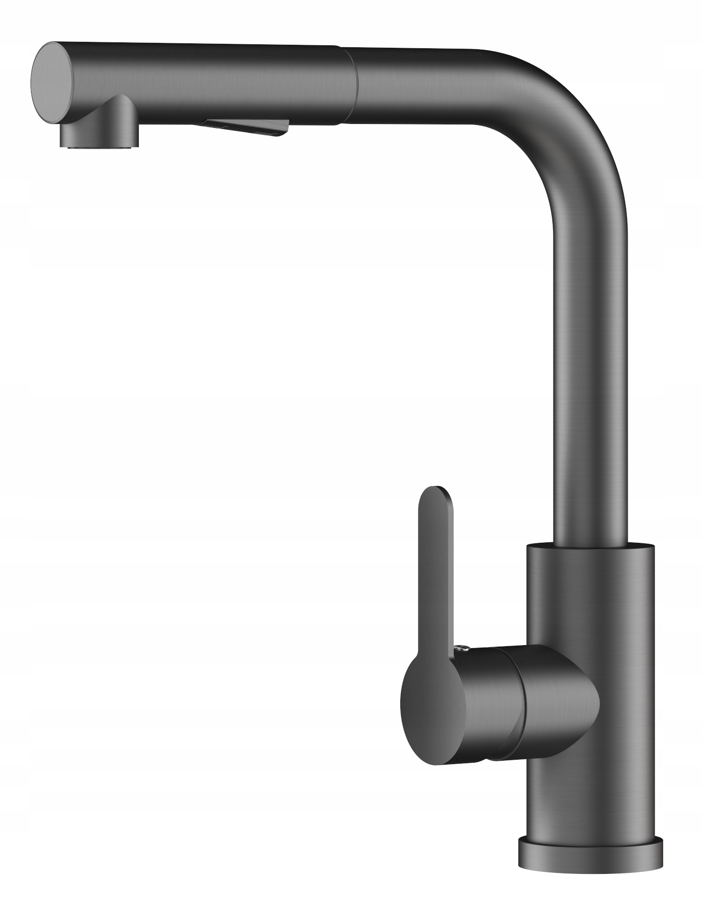 Gun Grey Metalická Kuchynská Batéria S Výsuvným Výtokom, 2 Prúdy, Umývadlo Ebro