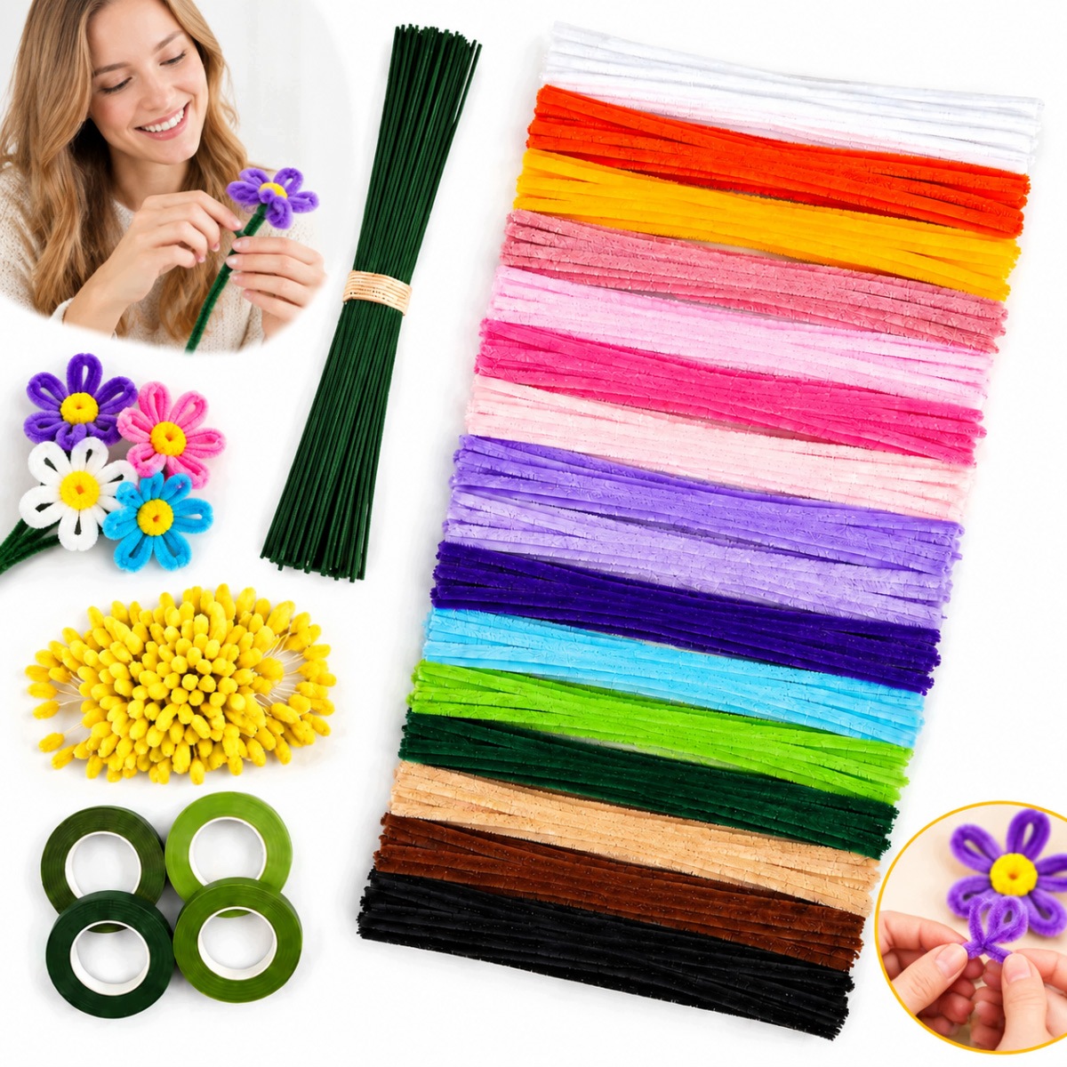 Kreativní Drátky Floristické Sada 800 Kusů Ozdobných Drátů Na Květiny