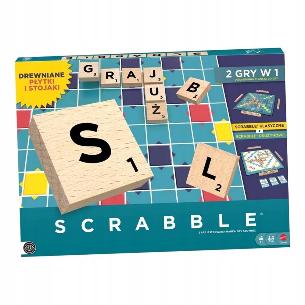 Scrabble Drewniane Płytki I Stojaki Rodzinna Gra