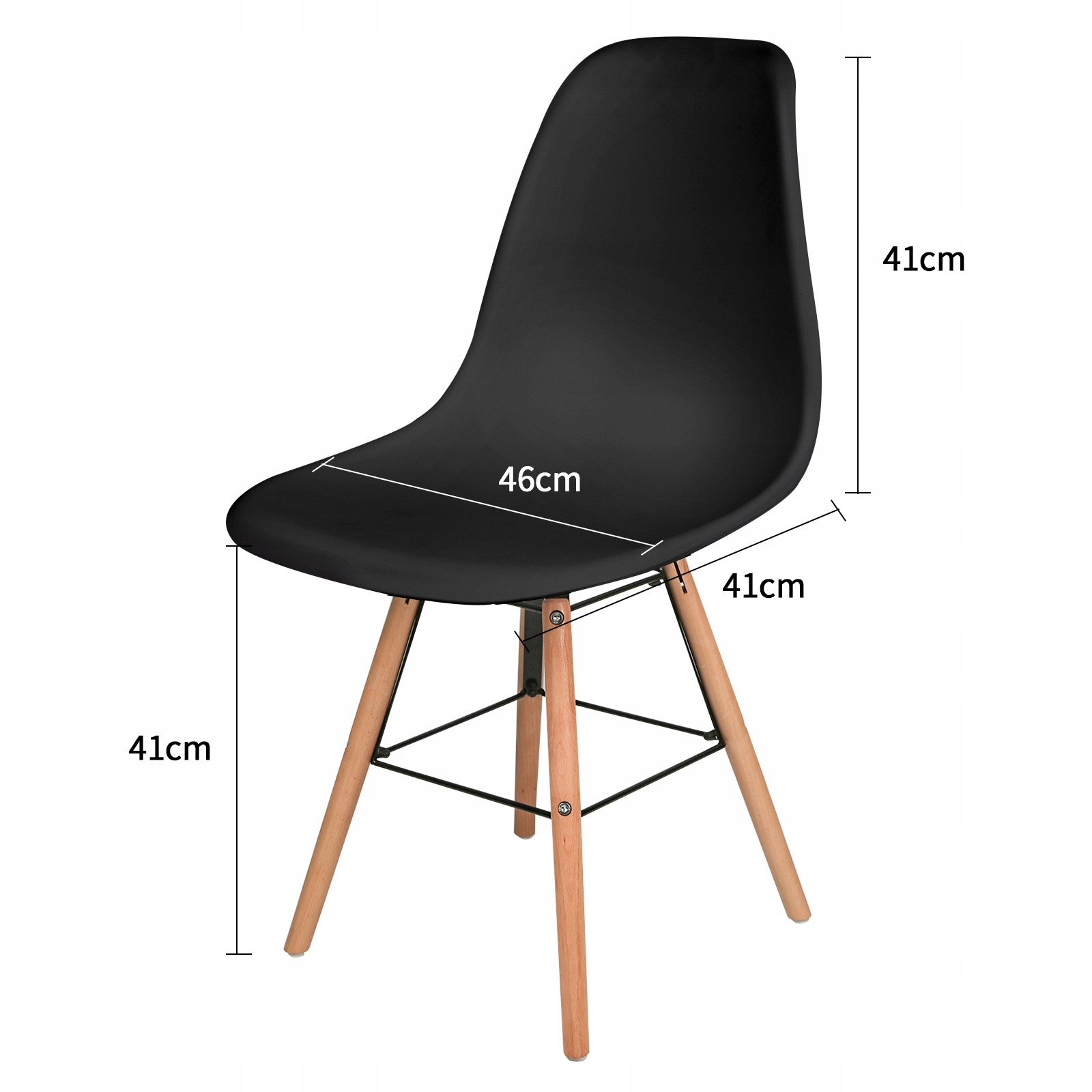 4x Krzesło Czarne Skandynawskie plastikowe siedzisko litego buku Nogi EAN (GTIN) 4065068202991