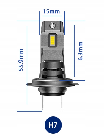 ŻARÓWKI LED H7 +800% BARDZO MOCNE 20000lm 6500K 1:1 CANBUS HOMOLOGACJA E11 Rodzaj LED