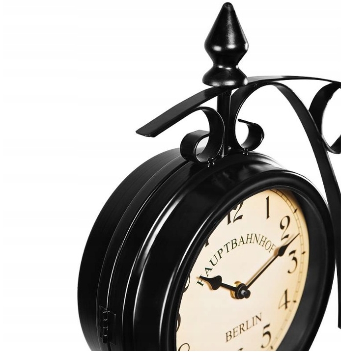 DWUSTRONNY ZEGAR ŚCIENNY DWORCOWY RETRO Linia 4,g9Qd{