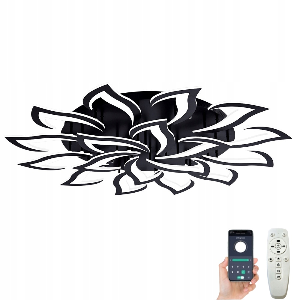 Led Závesná Lampa Lotos 18 ringov Led Luster 200W Diaľkový Ovládač Farby