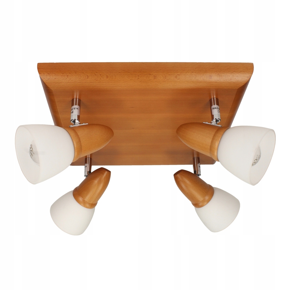 stropní svítidlo Led Stropní Svítidlo Dřevo Spot Lišta 4x E14 Nastavitelná