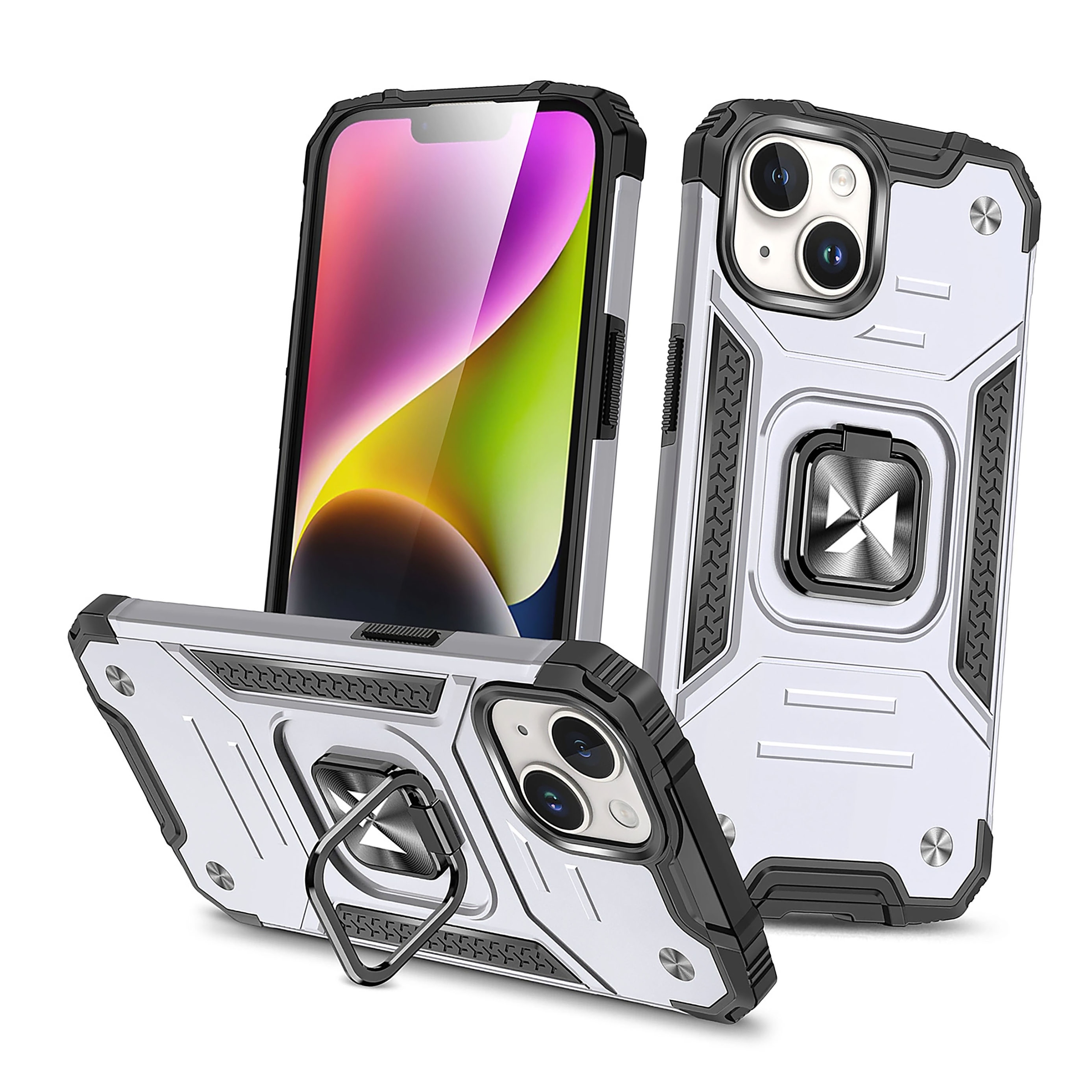 Pancerne etui Ring do iPhone 15 Plus Wozinsky Ring Armor srebrne