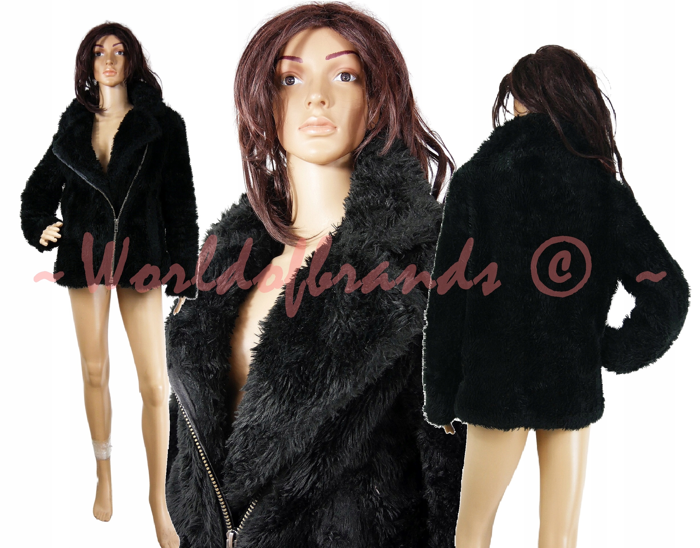 GINA TRICOT Czarne FUTRO płaszcz kożuch MISIEK 36