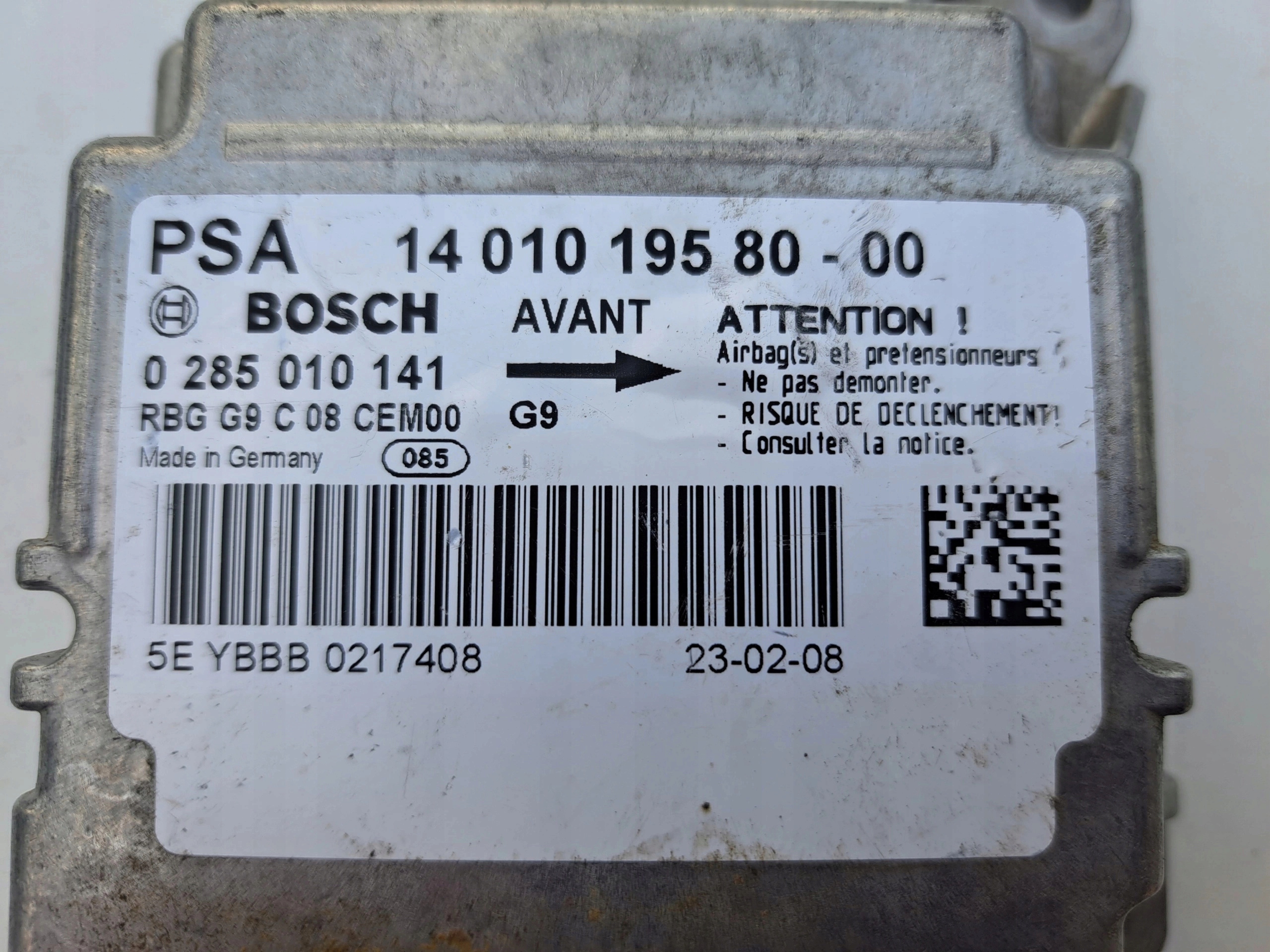 CITROEN PEUGEOT 1401019580-00 control unit airbag