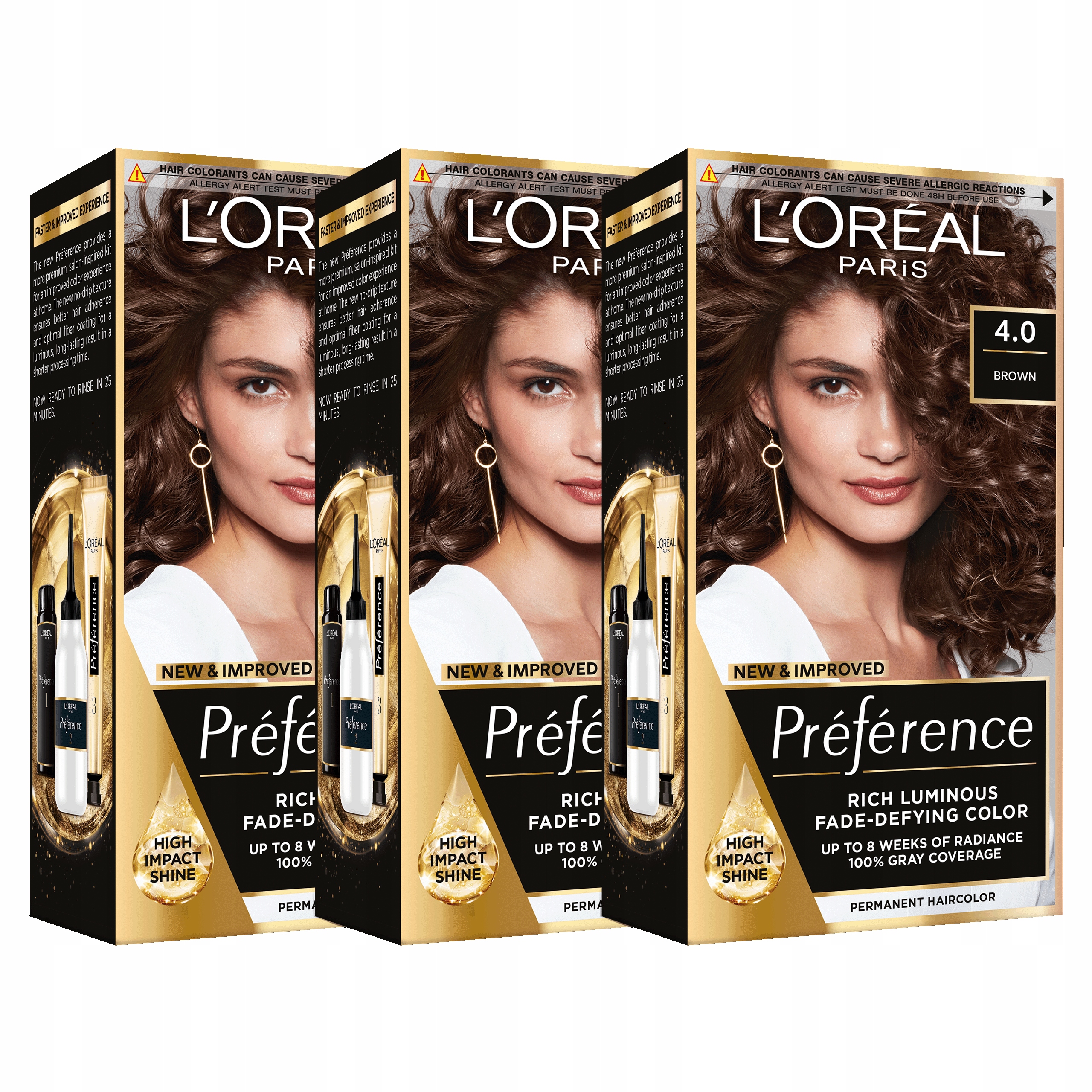 Zestaw 3x L'Oréal Preference Koloryzacja Farba Do Włosów 4.0 Tahiti Brąz