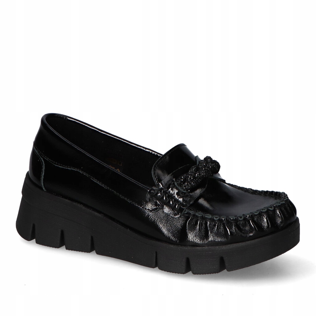 Dámské polobotky Mokasíny Lamanti Černé Lakované S Ozdobou 40