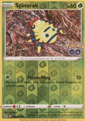 Pokemon Go 006/078 Spinarak Reverse Holo Tcg