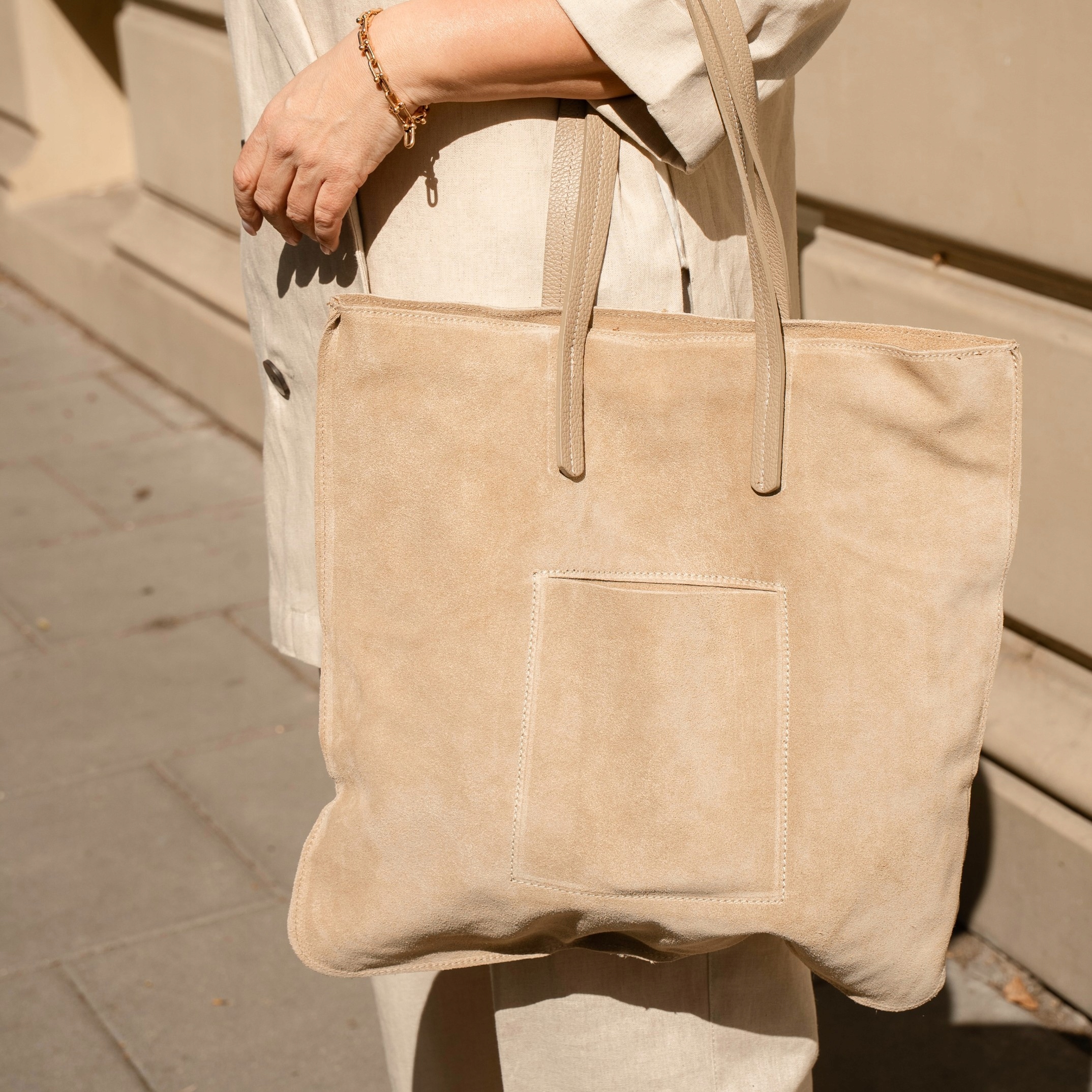 Dámská shopper kabelka, semišová Bona-M Ecru