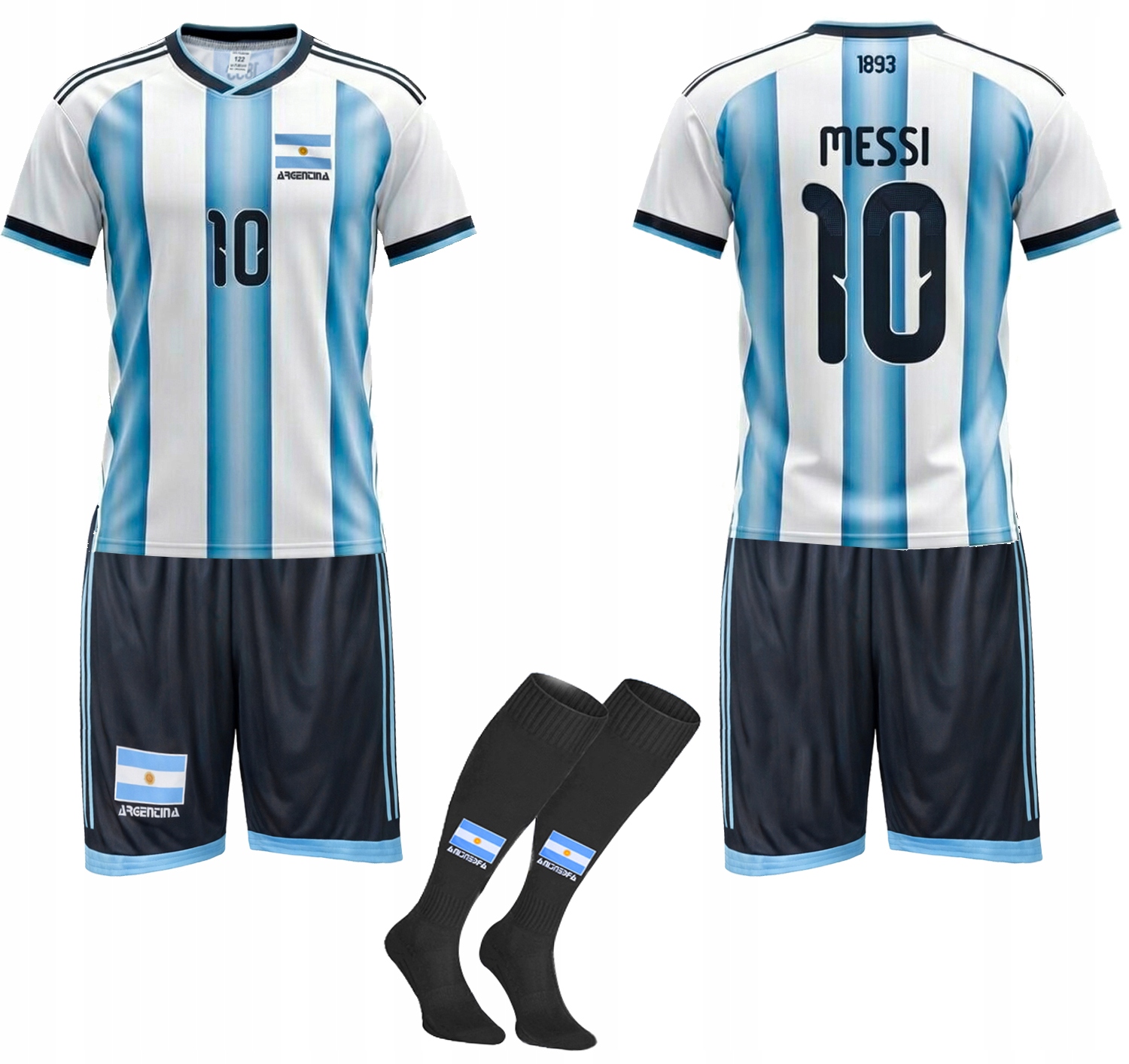 Komplet piłkarski na co dzień Strój Piłkarski Z Getrami numer 10 rozm. 158