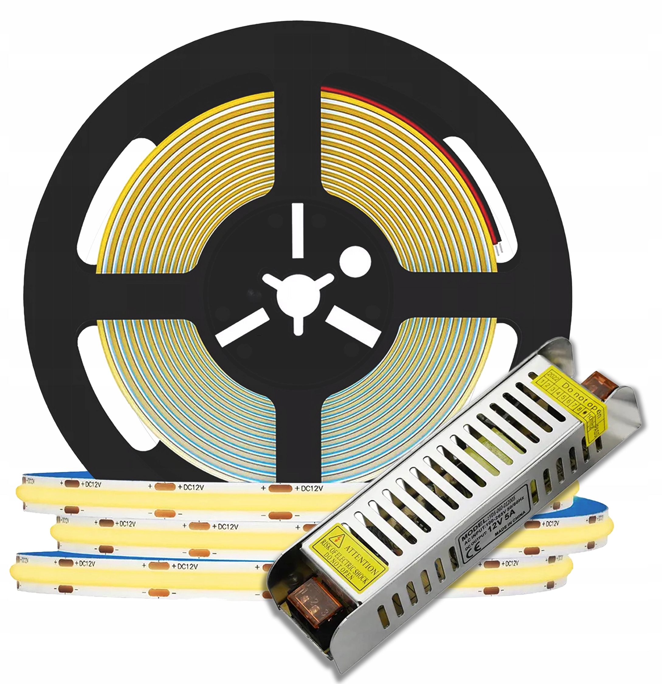 Taśma LED listwa COB 12V 10M Linia NEON Neutralny + zasilacz montażowy 100W