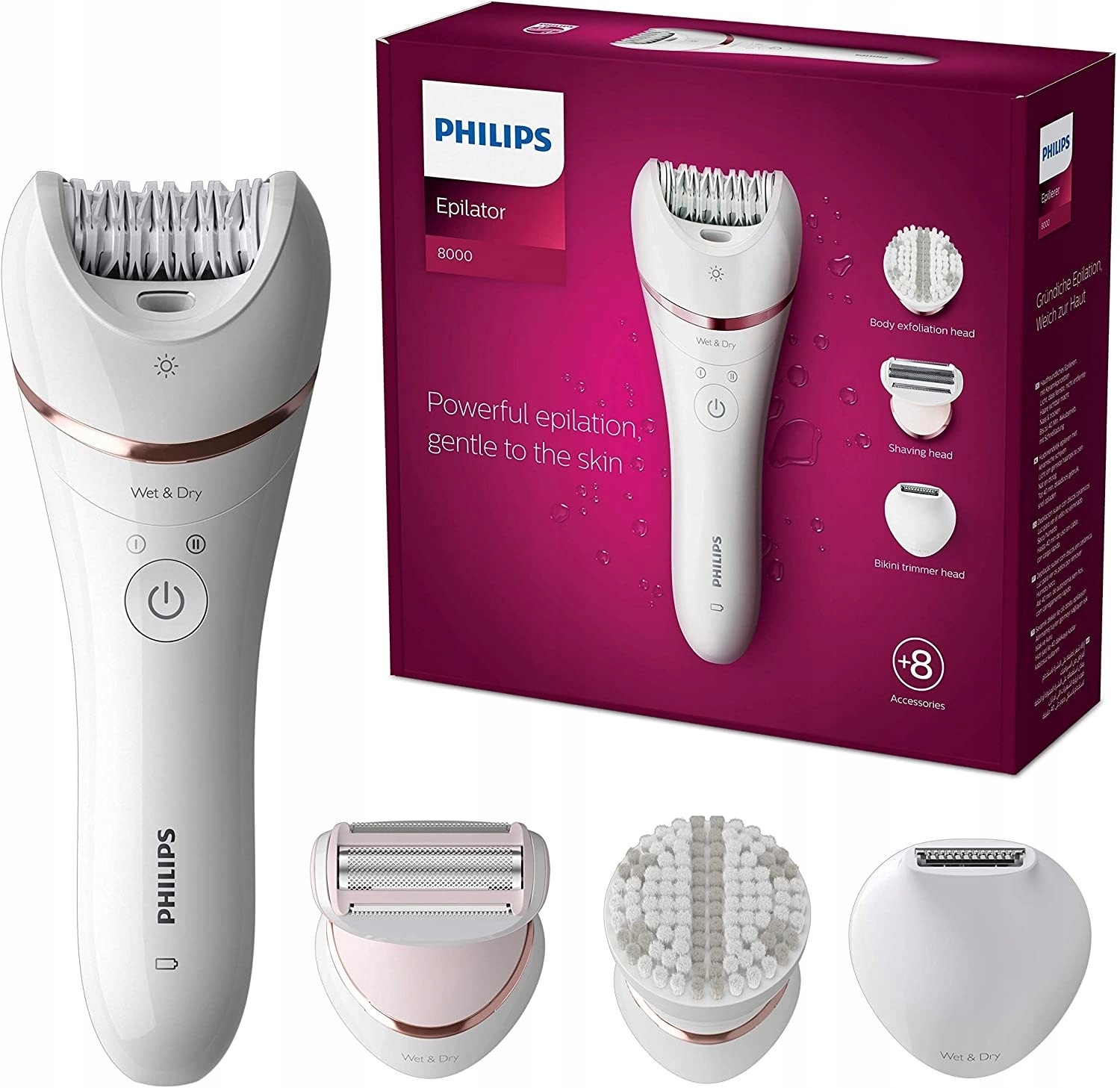 Depilator Philips na sucho BRE735/00 Seria 8000 Epilator BRE735 i na mokro