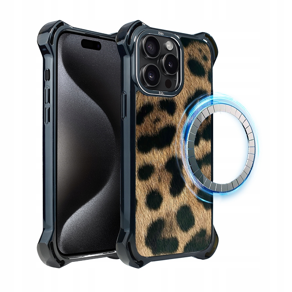 Pouzdro pro iPhone 15 Pro Max Ibizu DropGuard Ultra s MagSafe, Leopard