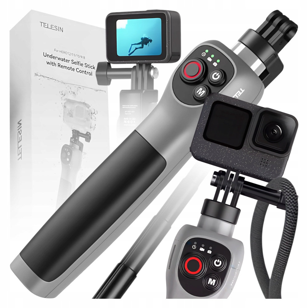 Telesin Wodoodporny Uchwyt Kijek Selfie Stick Do GoPro 8 9 10 11 12 13