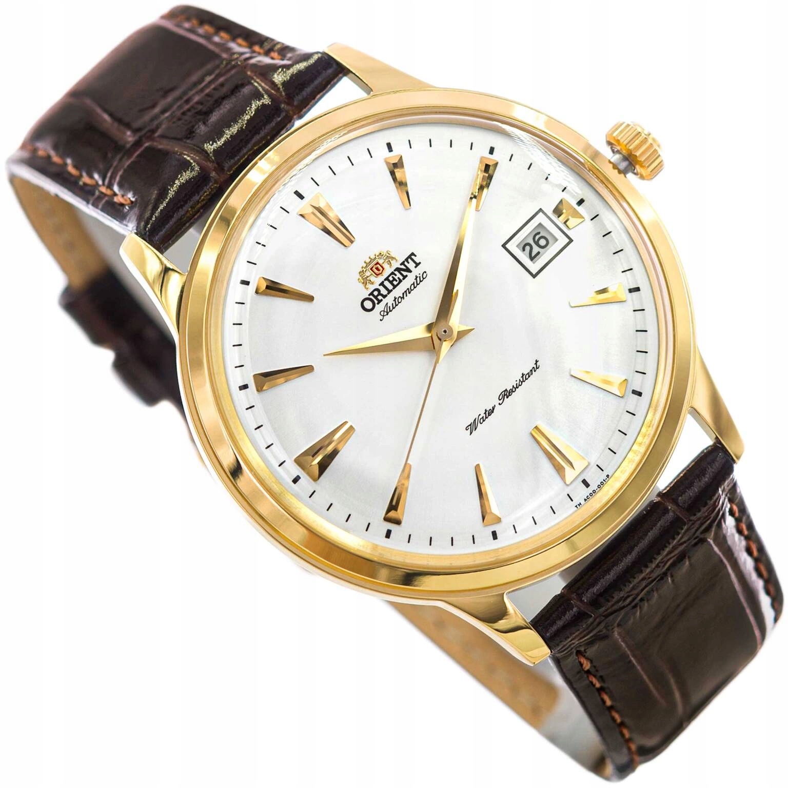 Pánské Hodinky Orient TAC00003W0 Bambino Automatic Hnědé S Datovým Řemínkem