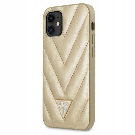 Pouzdro Guess V-quilted Zlaté Pro Iphone 12 Mini